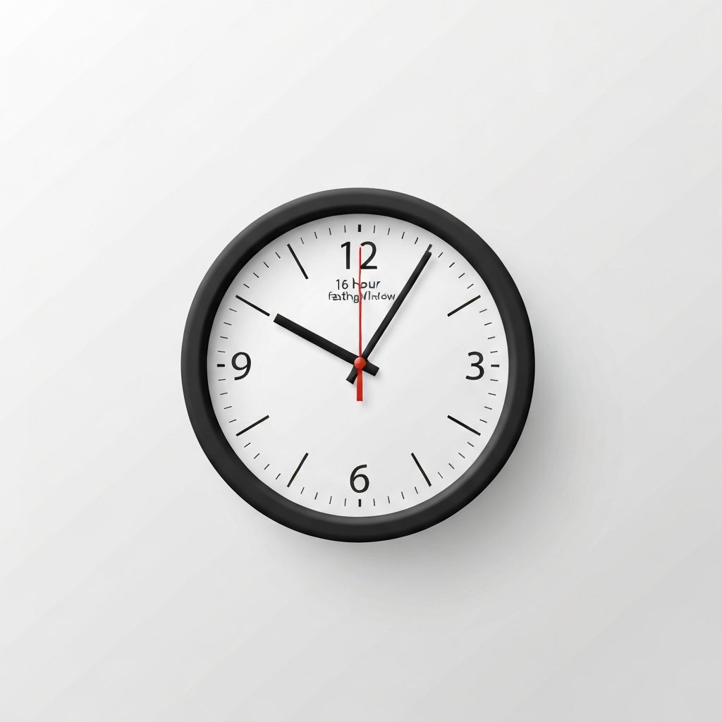 Analogue clock showing 16-hour fasting window mark